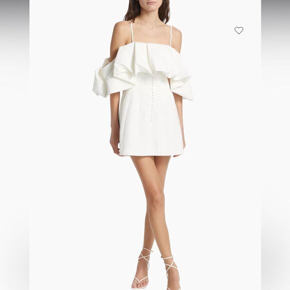 NWT SIMKHAI Puffed Off-The-Shoulder Minidress Natural White Size 10 - Picture 12 of 12